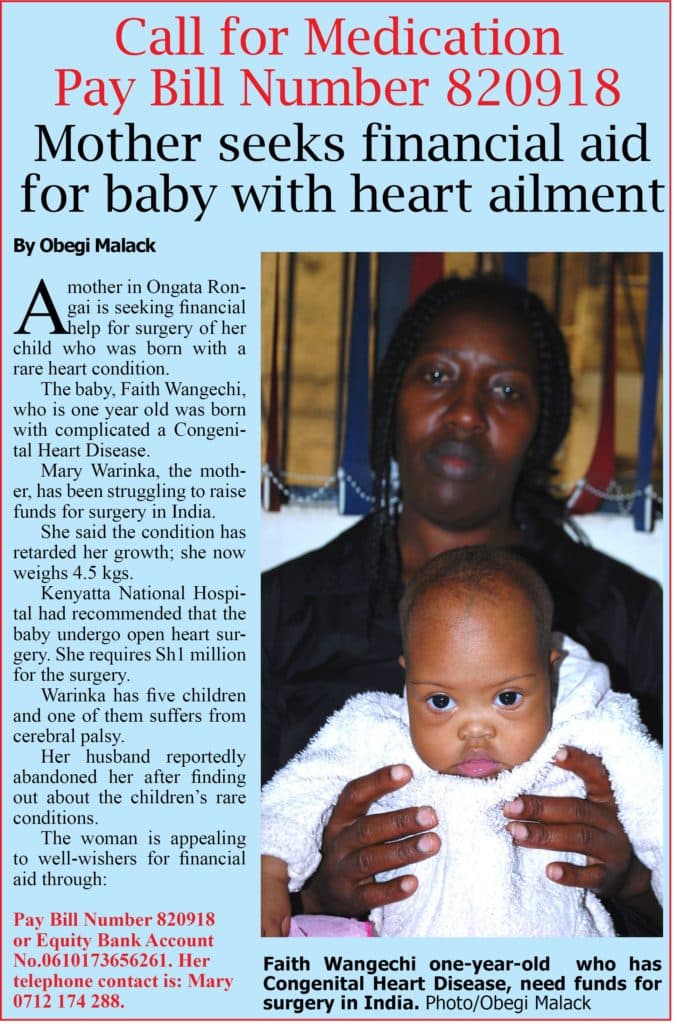 Mother seeks financial aid for baby with heart ailment image 1