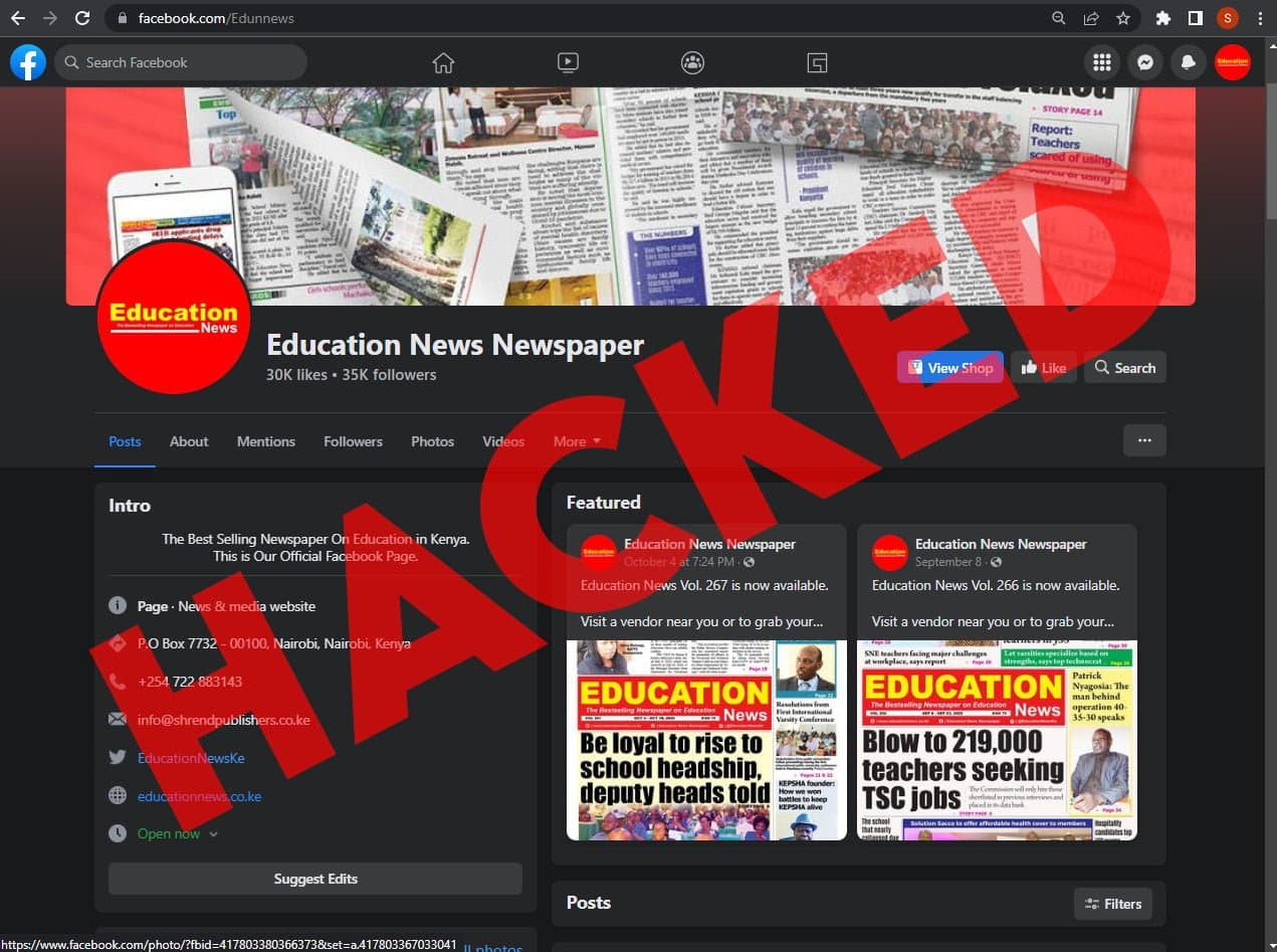 Education News Facebook Page hacked!!