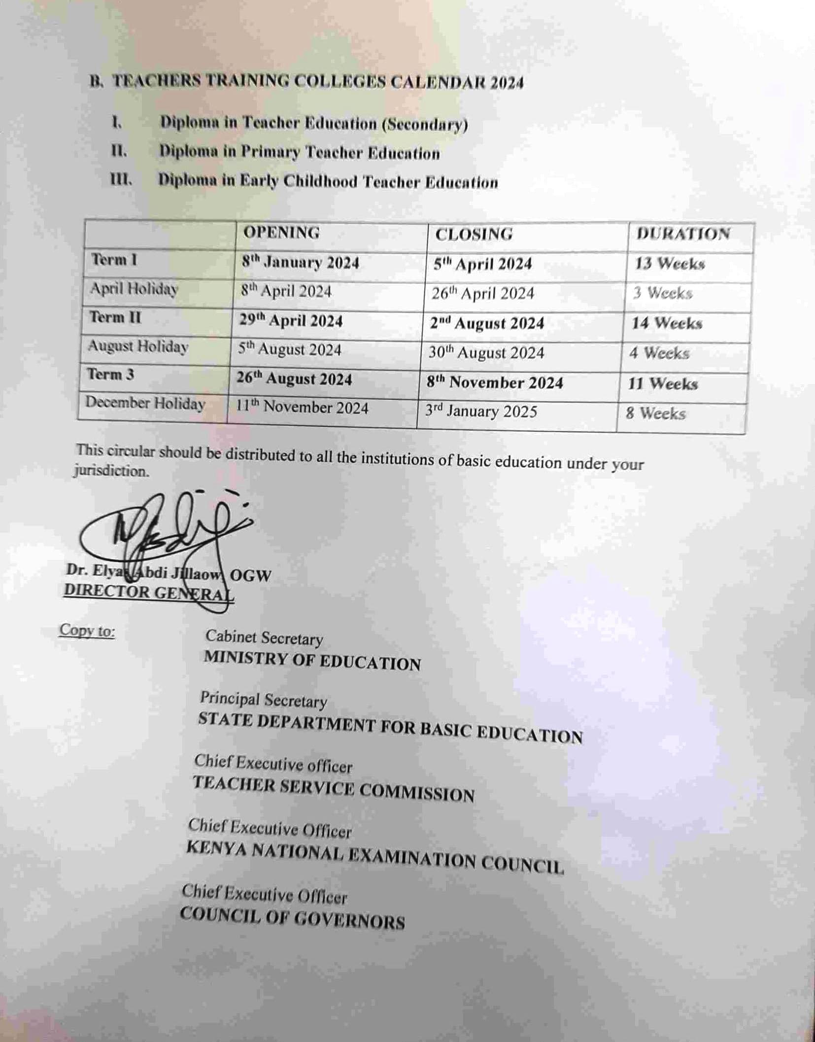 Ministry releases 2024 academic calendar for schools image 2