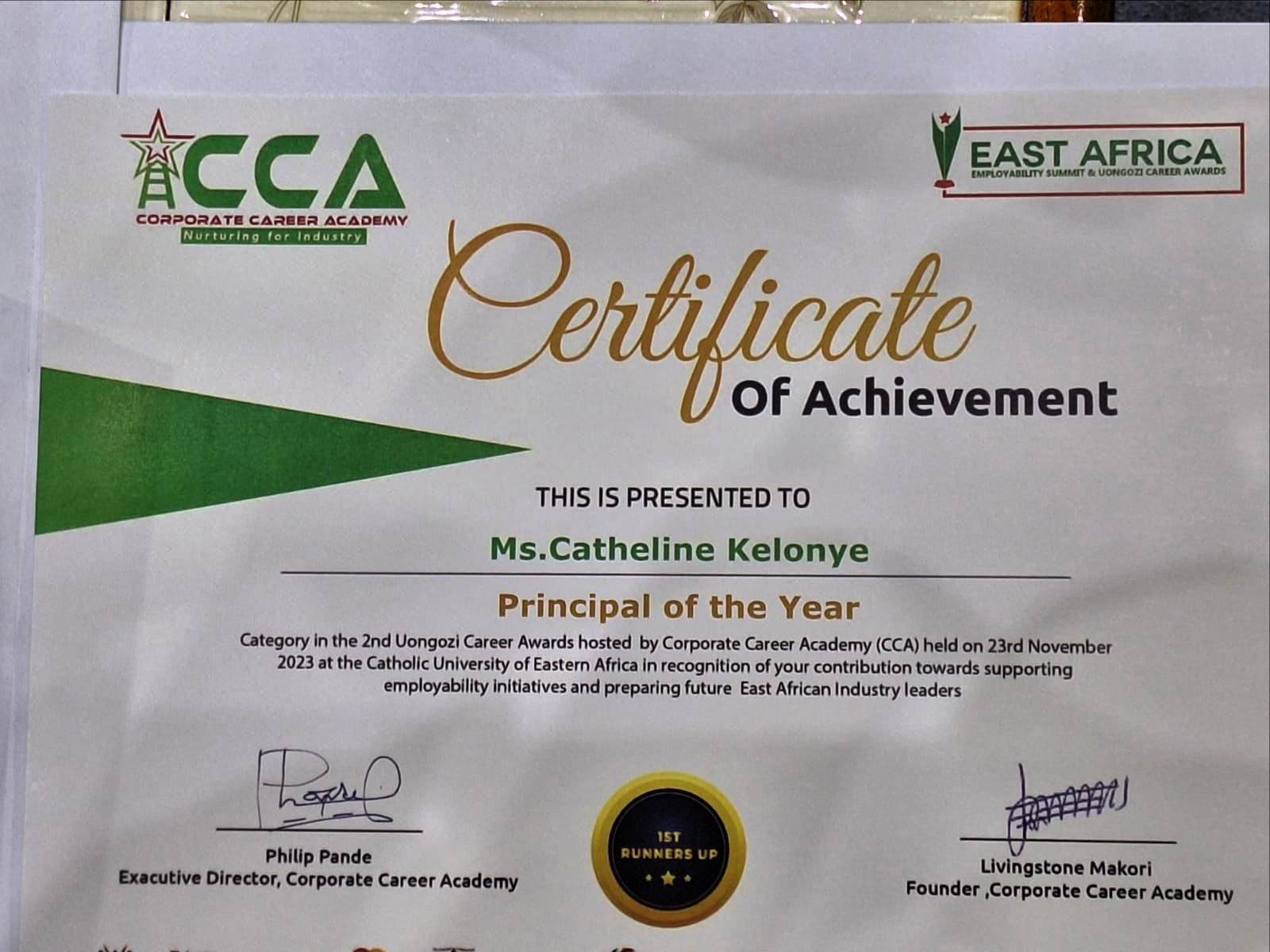 Kisumu National Poly Principal, Daystar VC honored at Uongozi Career Awards image 1