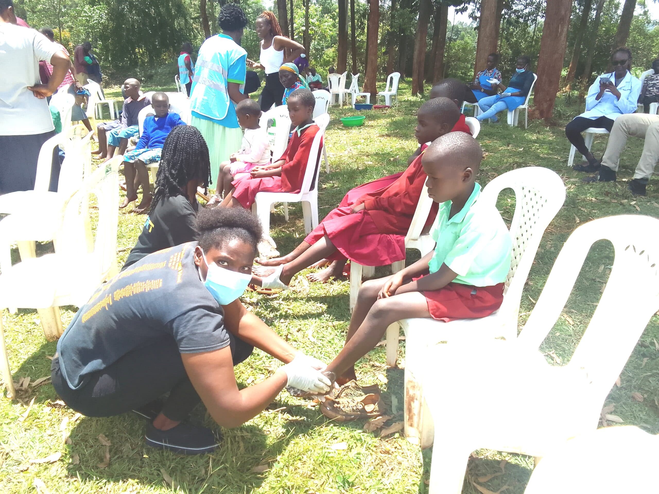 Children infested with jiggers in Kakamega receive treatment