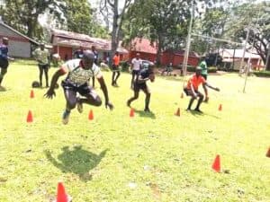 Rugby players in training