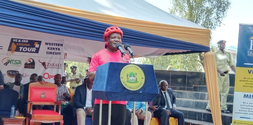 Kakamega governor joins bicycle ride to raise funds for needy
