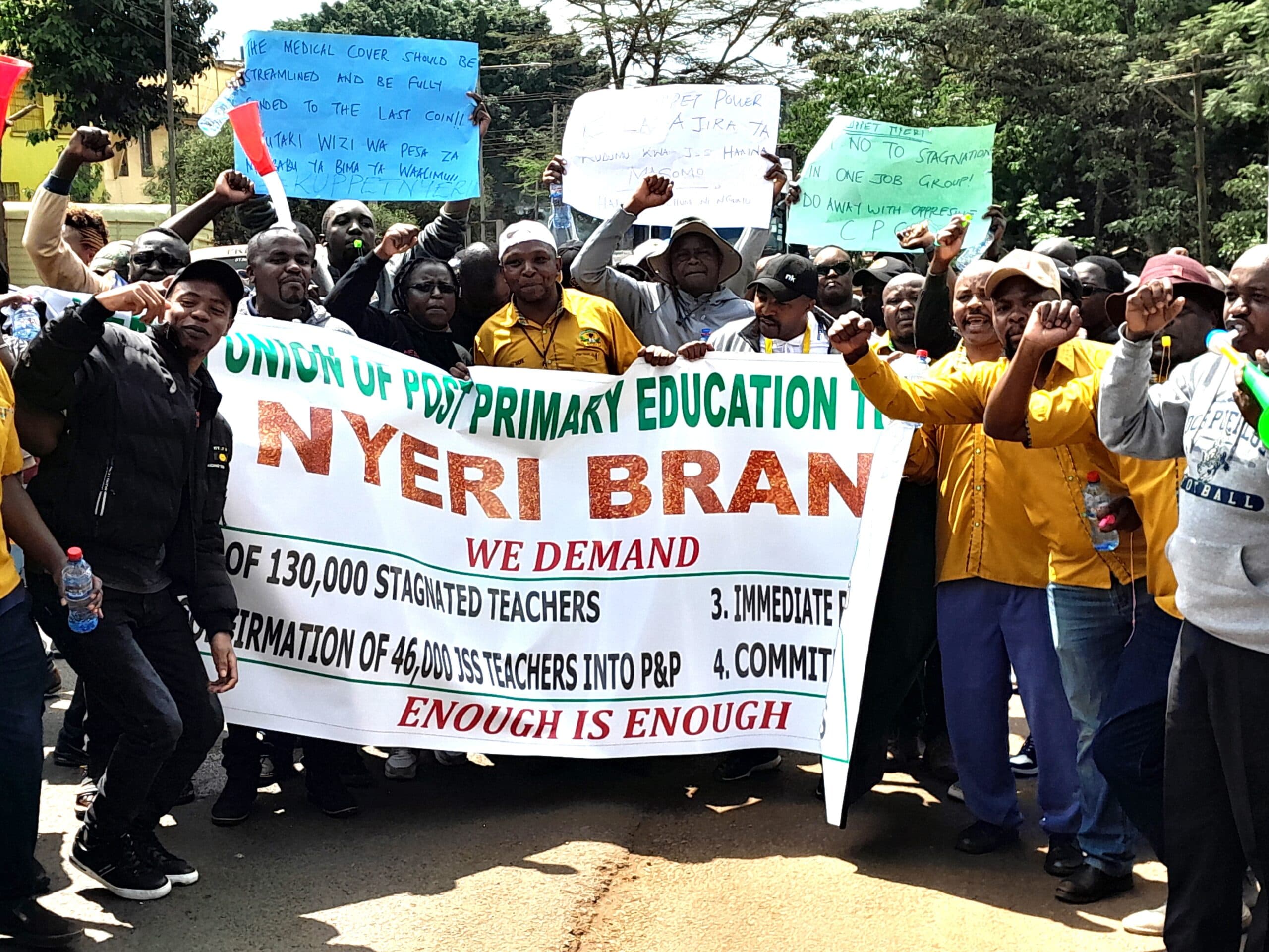 Nyeri KUPPET stage street demos on first day of strike boycotted by KNUT