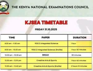 Grade 9 KJSEA exams enter fifth day as KNEC revises timetable image 1