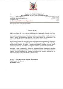 Relief as Narok now declared Cholera free, education stakeholders call for continuous vigilance image 1