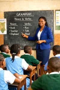 syllabus Youthful teacher in class