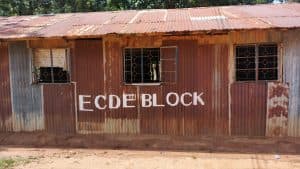 The dilapidated iron-sheet ECDE ‘block’ at St. Veronica Comprehensive School Ranje in Kanduyi Constituency Bungoma County.