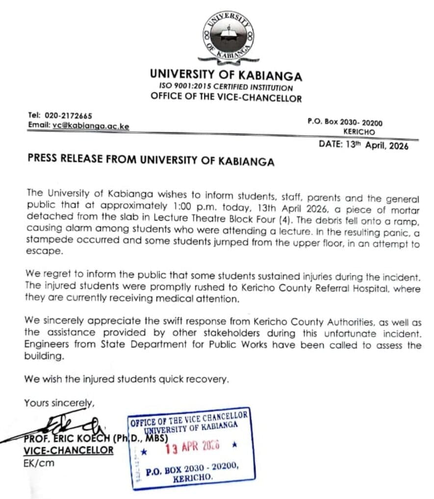 Kabianga University reassures public following lecture hall scare image 1
