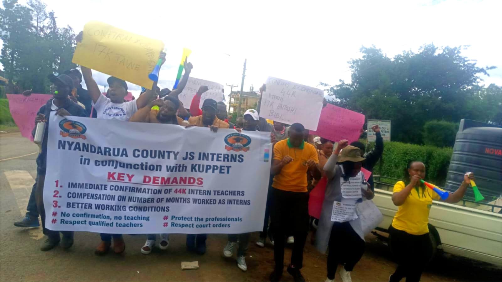 Nyandarua JSS teachers protest low pay, demand permanent employment