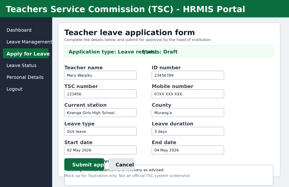 TSC online leave application offers a simple path to approval and better teacher management