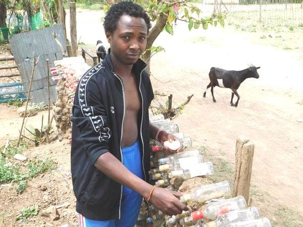 School leaver taking responsibility in waste management initiative