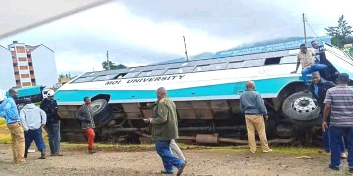 Moi University bus involved in accident while heading to Mombasa