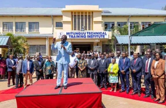 Excitement as Ruto drives new bus into Mitunguu TTI before presenting it image 1
