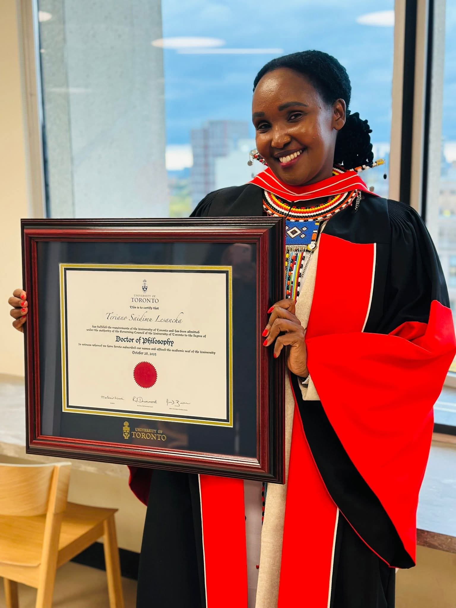 Maasai woman makes history with PhD from University of Toronto