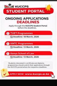KUCCPS March 2026 application deadlines for TVET, KMTC, and Paralegal Studies image 1