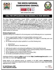 KNEC opens applications for online item-writing training for senior school, TVET teachers image 1