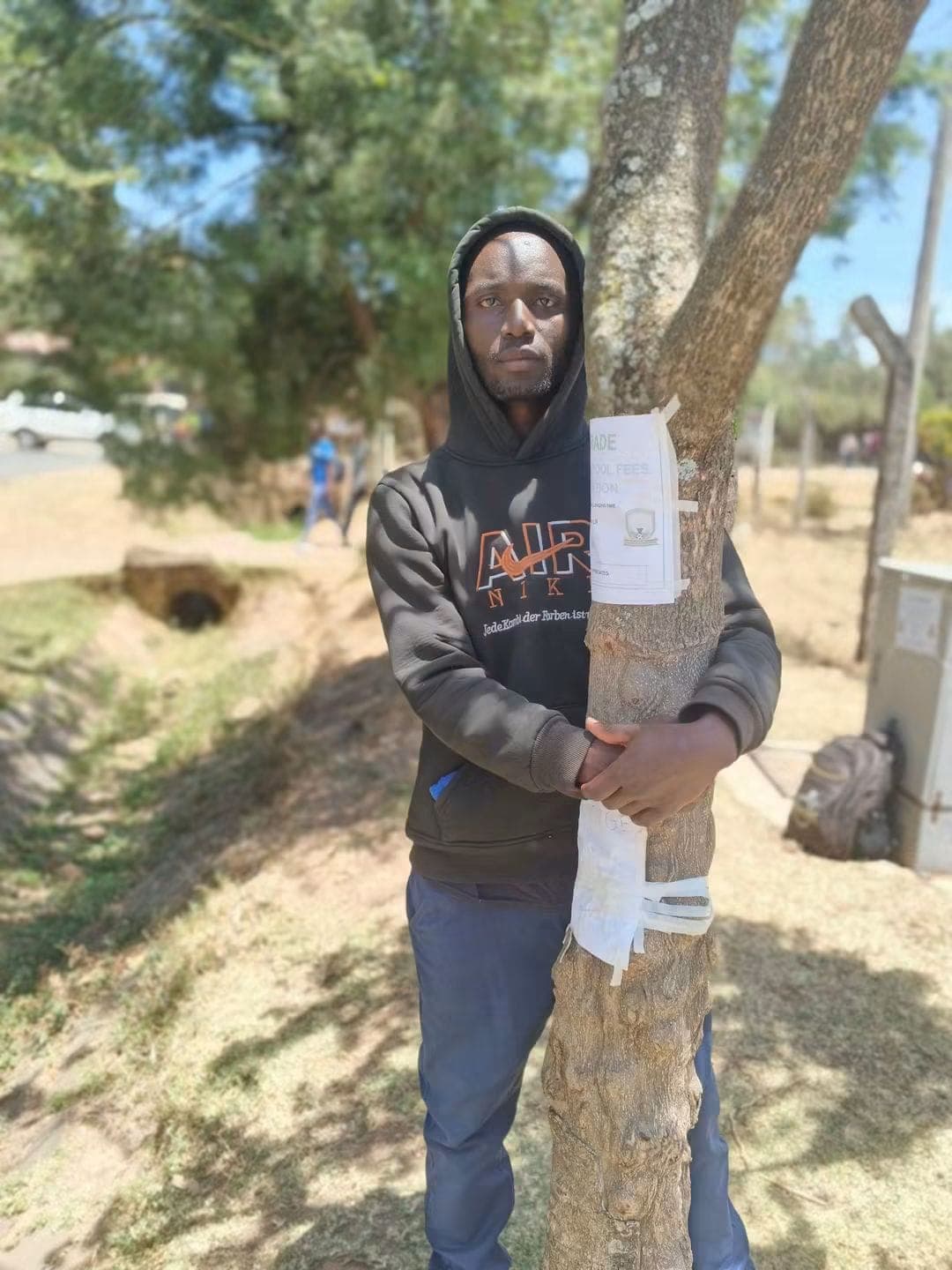 Bomet University student hugs tree in appeal for help with fees