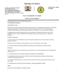 Nyamira County salary deal with ECDE teachers