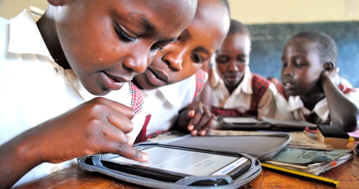 Pupils of Kakenya Centre of Excellence use the digital E-reader tablet. Photo/GEDION NJEHIA.