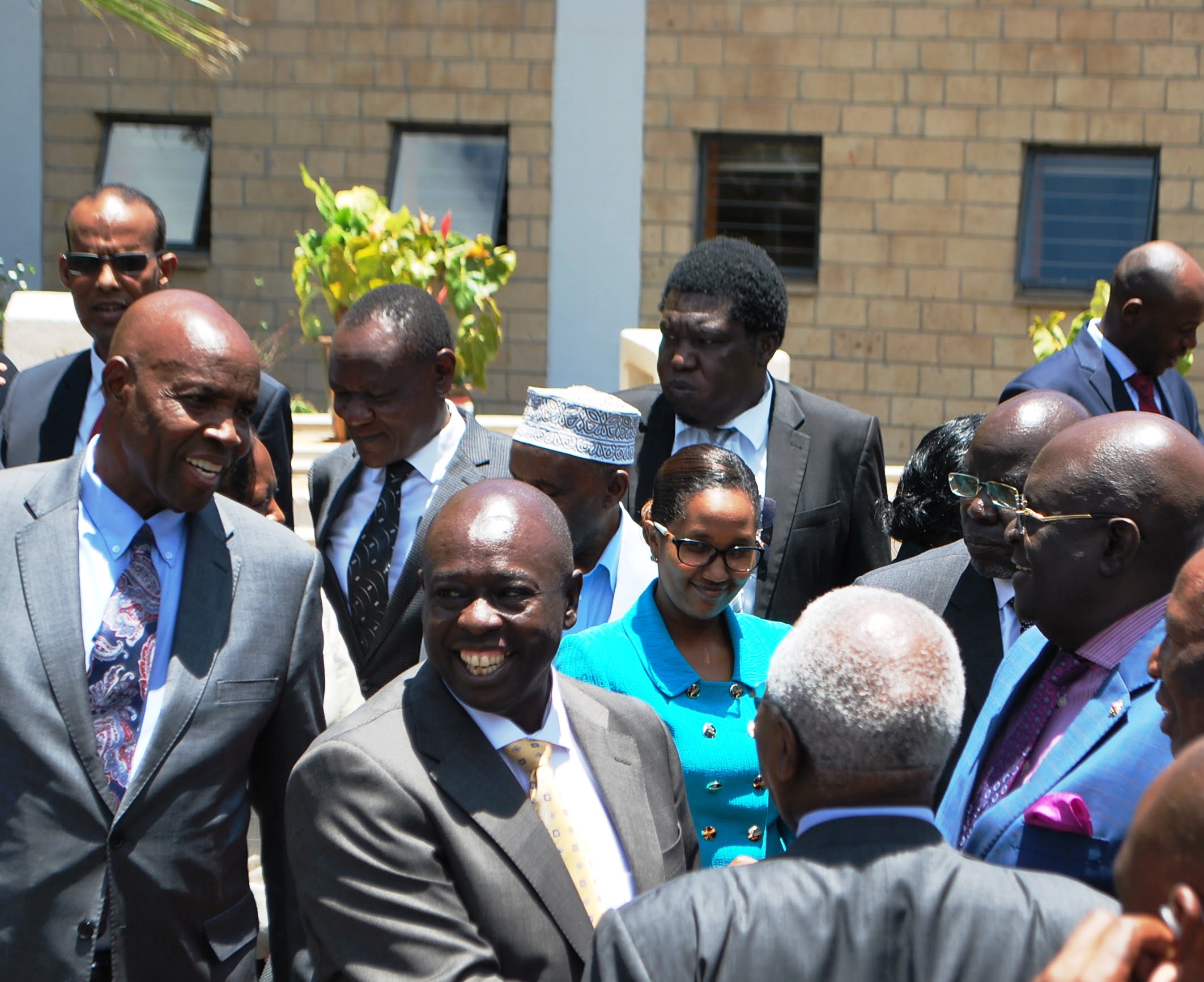 DP Rigathi Gachagua outgoing Education CS Prof George Magoha and CS nominee Ezekiel Machoga during launch of induction for the Education Reforms Taskforce at CEMASTEA Photo Obegi Malack