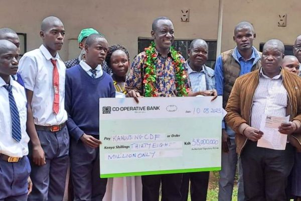 Kanduyi MP Hon John Makali during the official unveiling bursaries in his constituency