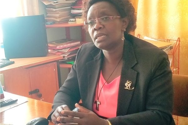 Misyani girls High School Principal Lucia Robert during an interview with Education newson Friday.Photo By Gastone Musyoka