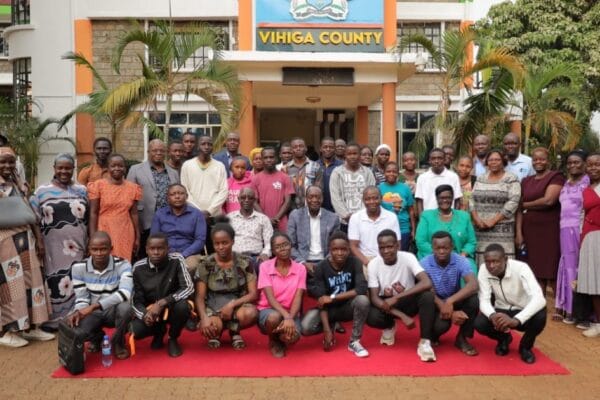 students that received scholarship from ACCESS in Vihiga with Governor Wilber Ottichilo