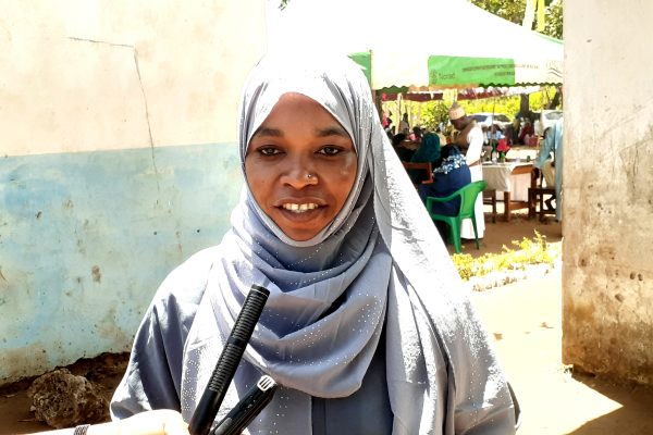 Albadru Integrated School Headteacher Amina Kasim speaks in an interview in Msambweni Kwale County in November 2024