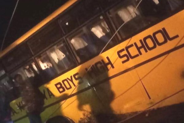 The bus hit electricity pole