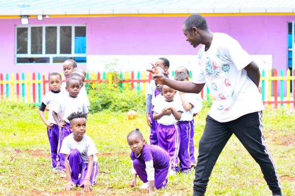 Teacher interacts with learners