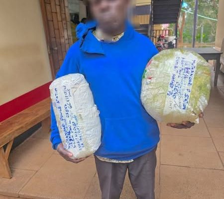 Police arrest man with 8kg of bhang outside Gatina Primary School in Dagoretti