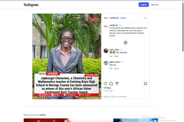 Baringo teacher wins African Union best teacher award