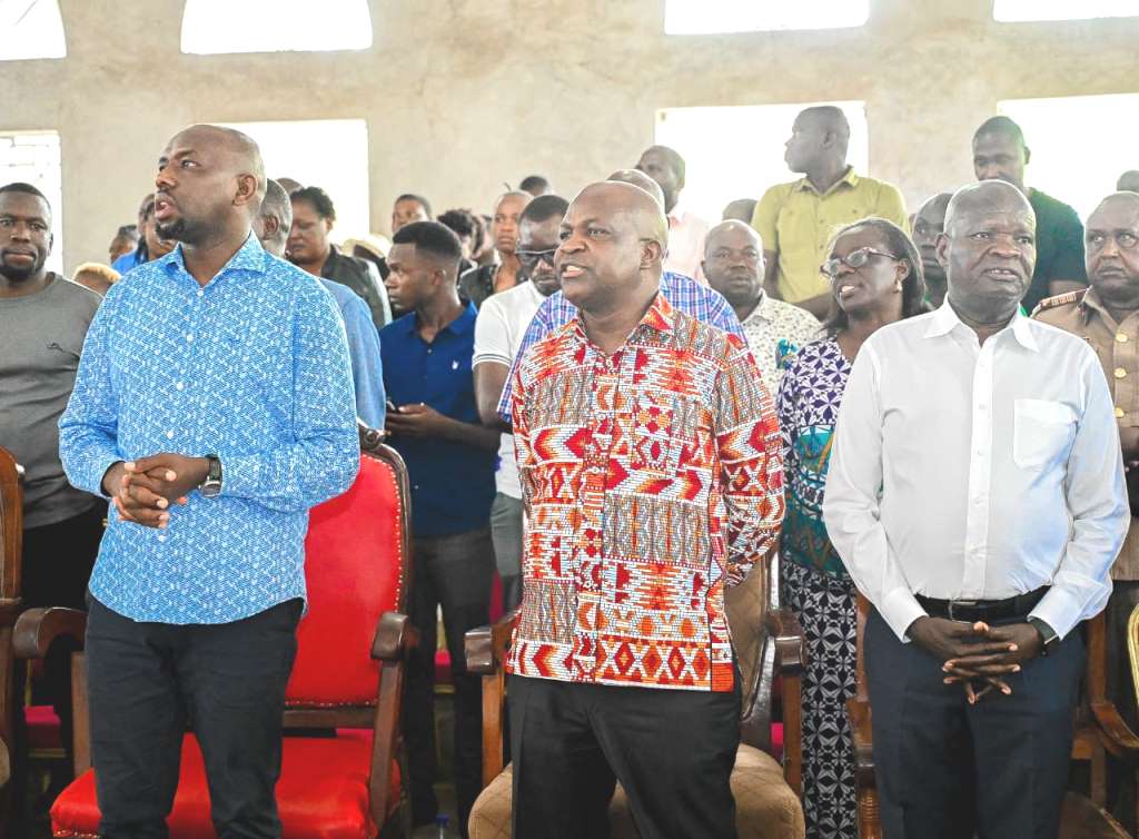 Interior CS Kipchumba Murkomen left at the Arina AIC church in Kisumu