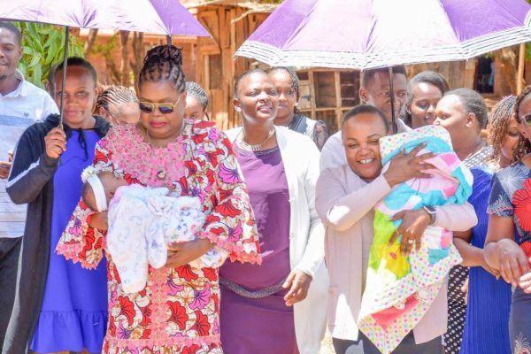 KEWOTA CEO Mrs. Benta Opande and Kenya Seed Chairperson Mrs. Wangui Ngirici during the official handover of a fully furnished breastfeeding centre at Mburi Comprehensive School Kirinyaga County