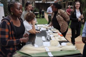 Kenyan researchers displays sanitary pads made from sisal and also agricultural waste of pineapple during PANORAMA Conference in Nairobi. Photo by Obegi Malack
