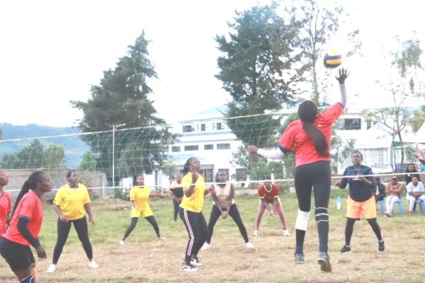 Maasai Mara University Queens in actions against Bomet County Executive women team at Bomet Assembly grounds. Photo Philip Koech