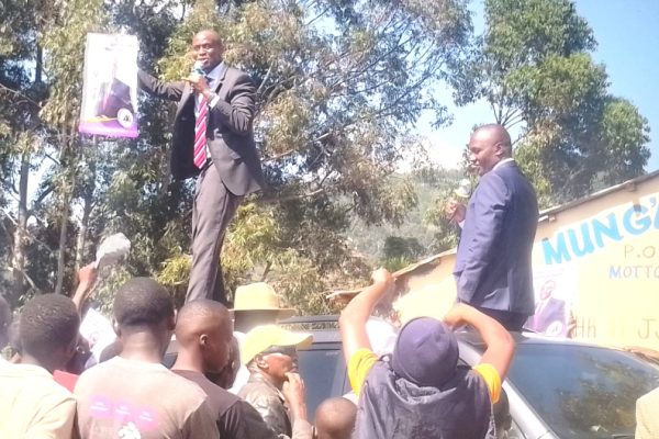 1.Machakos Town MP Caleb Mule and Maendeleo Chap Chap MCA candidate for Mumbuni North Ward Mr. Harrison Wambua address residents at Mungala Primary School grounds on November 22025