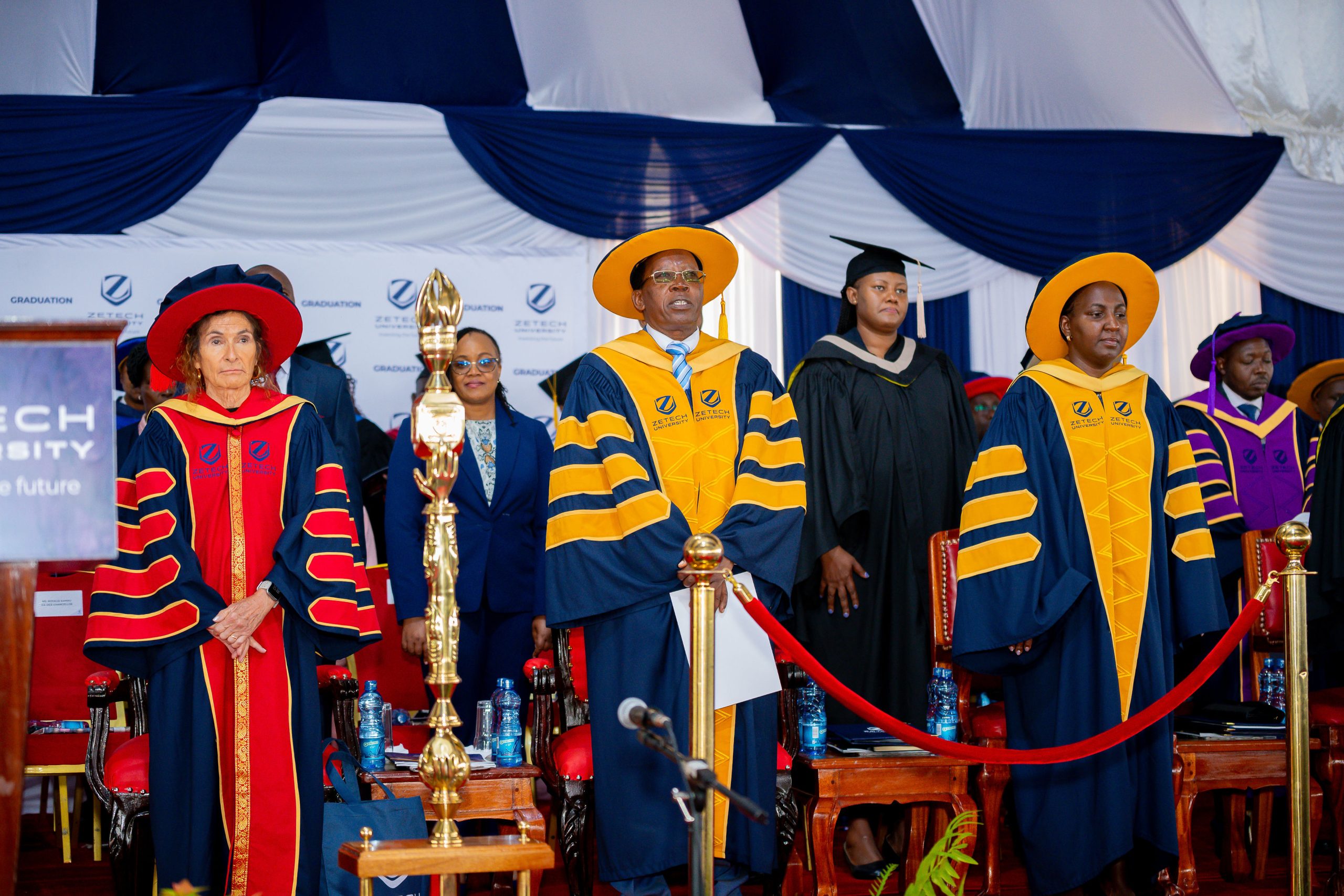 From left Pror Susan Alfano Nkinyangi Prof Njenga Munene and Prof Alice Njuguna during the graduation ceremony