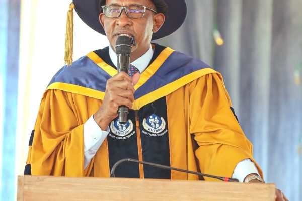 Health Cabinet Secretary Aden Duale speaking at Kenyatta University Teaching Research and Referral Hospital KUTRRH during the graduation ceremony of 76 specialized nurses. 1