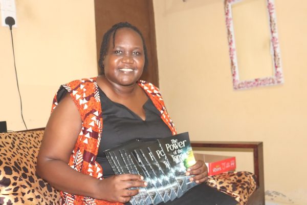 Mrs Caroline yego Display her books after they have been published photo by Collins Akongo 1