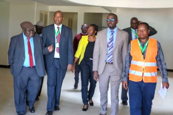 The Bomet University Council and Management during a technical inspection of ongoing projects as Bomet University College accelerates preparations for charter award