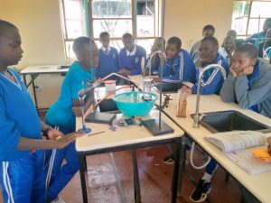 CBE learners during their practical science lesson. Technical teachers