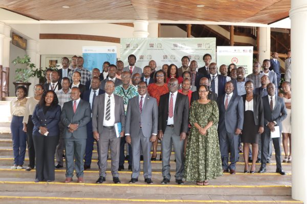 Education CS Julius Ogamba Council of Legal Education chair Prof. Collins Odote and CLE CEO Prof. Busalile Mwimali and other stakeholders during Legal Education Conference .Photo Obegi Malack
