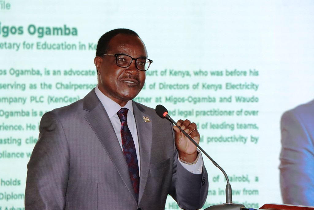 Education CS Julius Ogamba during the inaugural conference on the future of legal education and training in Kenya and the EA. Photo Obegi Malack