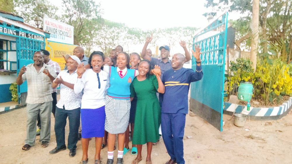 AIC Kathonzweni Boarding Comprehensive School records impressive KJSEA results 2 Eunice Ndinda Sila a pupil with 70 points during KJSEA results celebrations.Photo Lydia Ngoolo 1