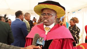 Stakeholders urge Govt to support technical training to address youth unemployment 2 Milestone Institute Founder and Director Prof George Maina speaking after the institutions graduation ceremony in Thika town. 1