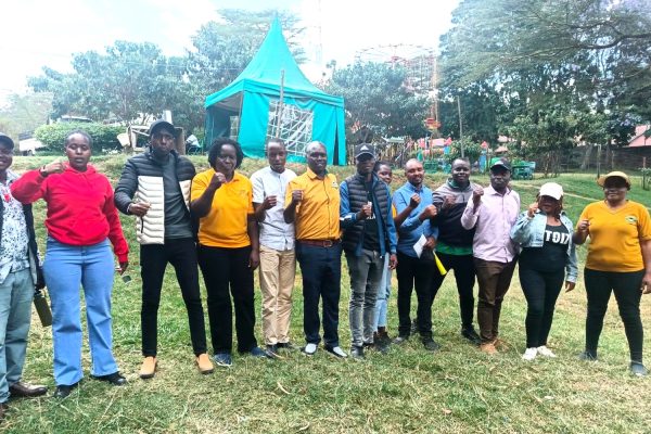 Narok KUPPET officials with JSS Intern teachers during a recent press conference in Narok town