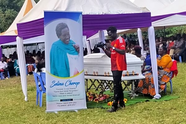 The funeral of Selina Cherop Lochulait a former military officer who single handedly educated all her children. Photo Hillary Muhalya
