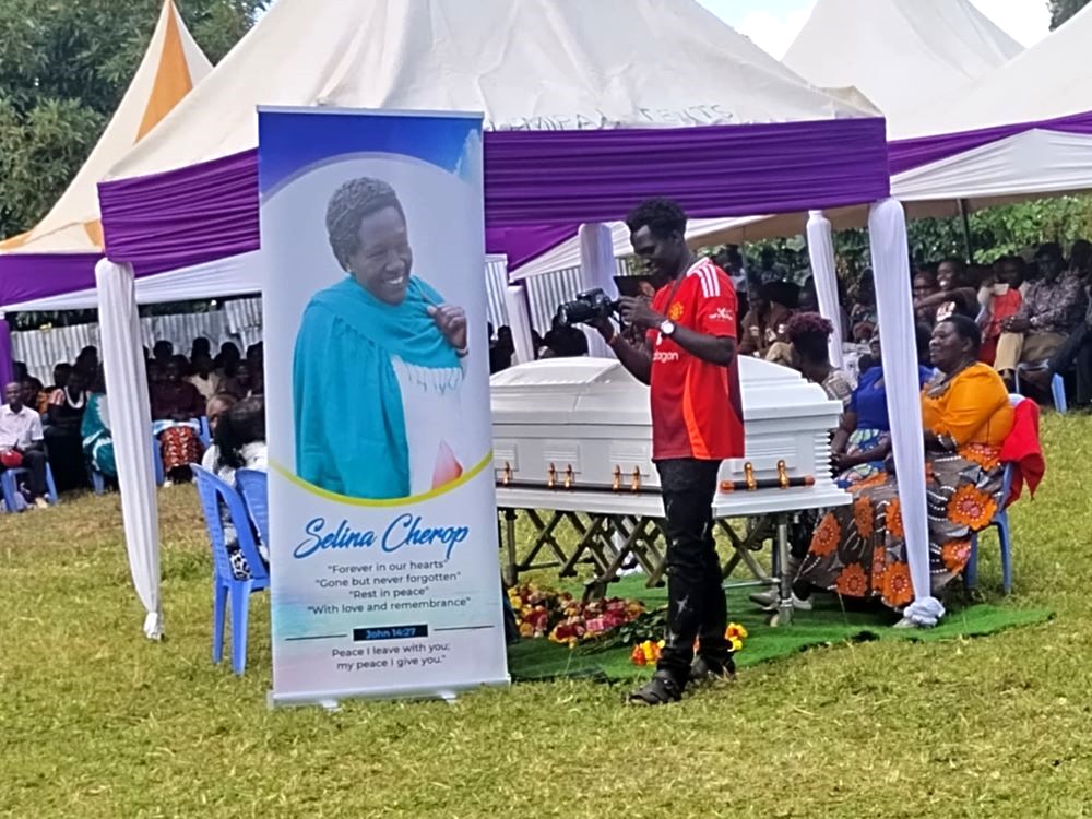 The funeral of Selina Cherop Lochulait a former military officer who single handedly educated all her children. Photo Hillary Muhalya